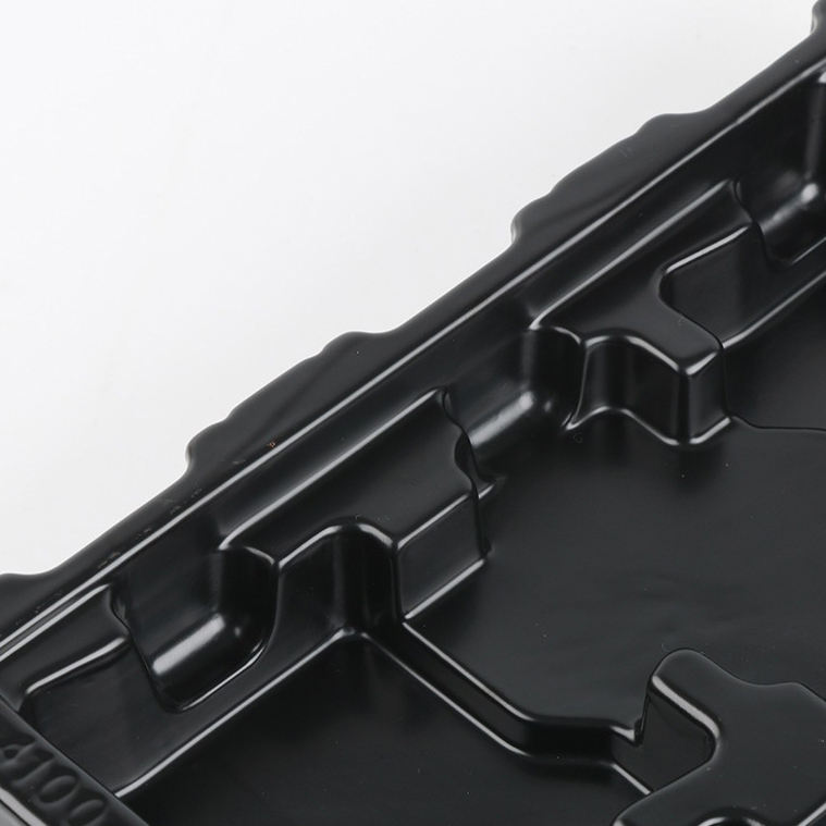 customized components pcb esd vacuum trays oem ps anti-static electronic tray black thermoform plastic tray