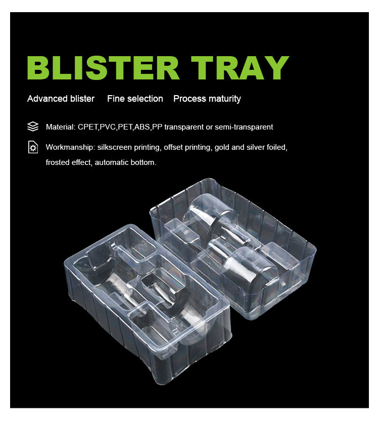Custom Shape Biodegradable Clear Blister Clamshells Packaging Tray For Hardware Accessories Packaging