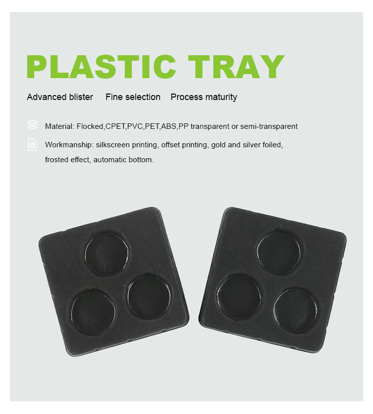 Custom Round Shape PS PVC PP Plastic Cosmetic Blister Tray With Flocking & Velvet/Flocking Inner Tray