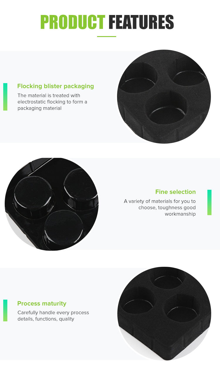 Custom Round Shape PS PVC PP Plastic Cosmetic Blister Tray With Flocking & Velvet/Flocking Inner Tray
